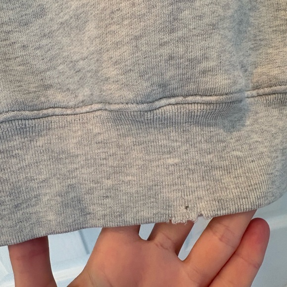 Anine Bing Harvey Hoodie distressed sweatshirt, Heather Grey, XS - Picture 9 of 11